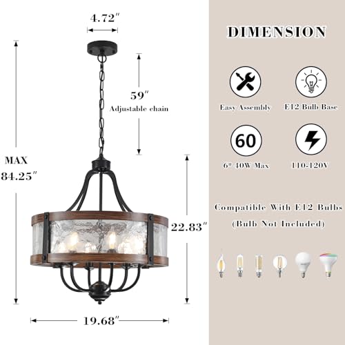 19.7" Glass Chandelier for Dining Room