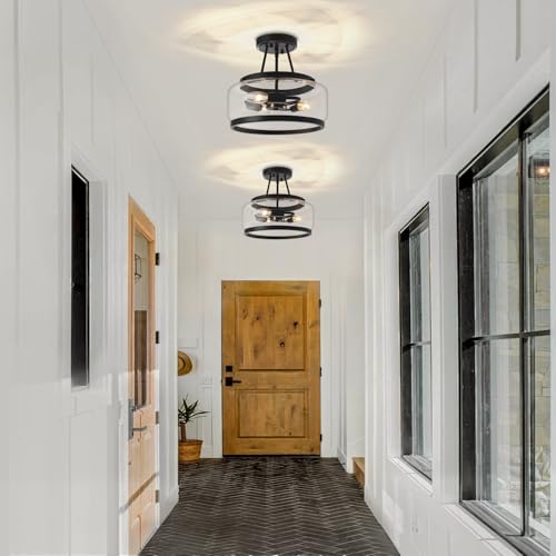 Black Glass Semi Flush Mount Ceiling Light 3