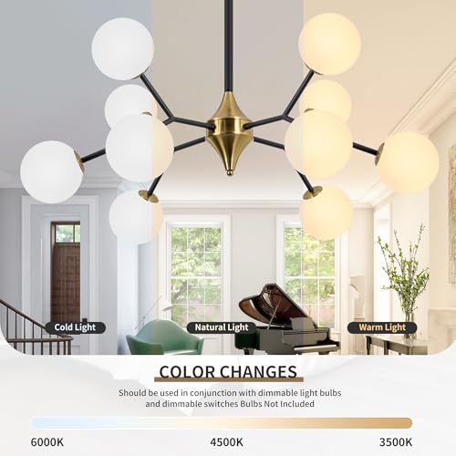 39" Black and Gold Sputnik Chandelier 10