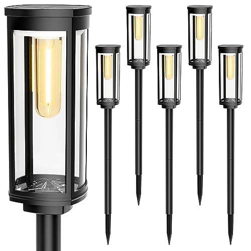 Solar Pathway Lights Outdoor Waterproof Warm White (6 Count)