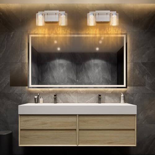 2 Light Brushed Nickel Vanity Light with 3 Color Modes