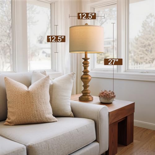27" Antique Gold Table Lamps Set of 2
