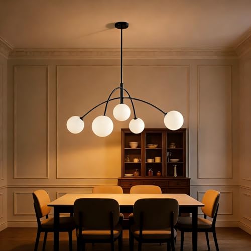 5 Light Contemporary Black Chandeliers for Dining Room Light Fixture