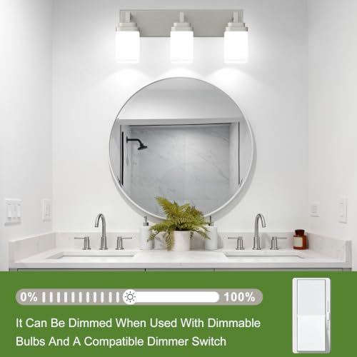 Brushed Nickel Bathroom Light Fixtures (Nickel / 3-Light)