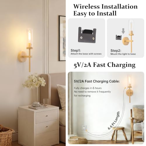Battery Operated Wall Sconces Set of 2 (2 Count)