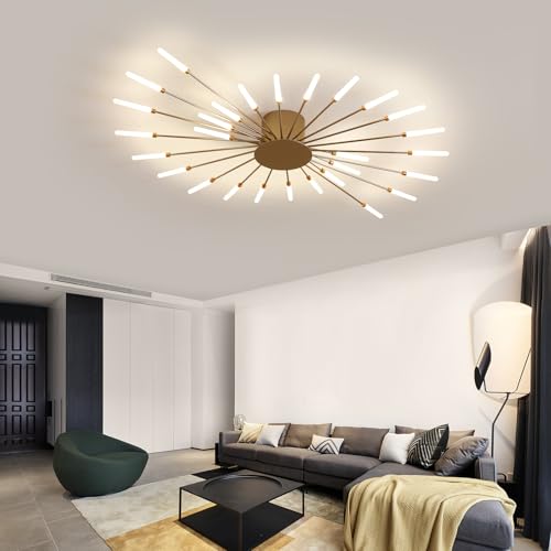 41.3" Ceiling Light Modern Flower Shape Ceiling Lamp for Dining Room Kitchen Hallway Semi Flush Mount Metal Acrylic Sputnik Firework Petal LED Lighting Fixture