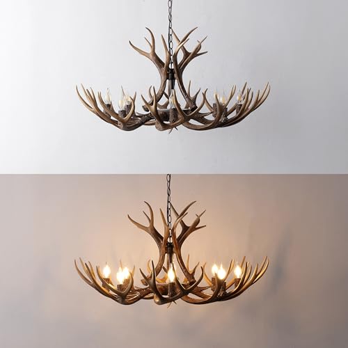 Eldora 8 Light Resin Antler Chandelier 36"