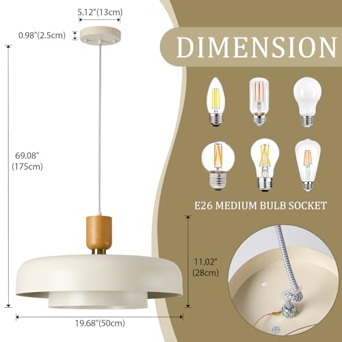 Mid Century Large Pendant Light 19.68 inch