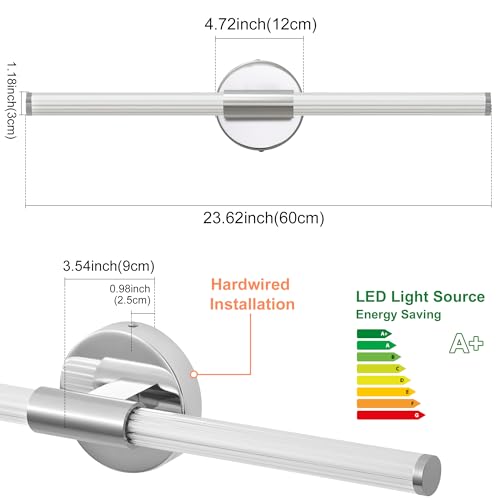 Bathroom Vanity Lights Chrome LED Vanity Lights Modern 24"