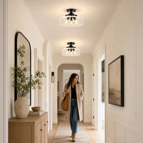 Black Semi Flush Mount Ceiling Light