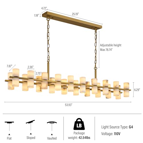 Alabaster Rectangular Chandelier for Dining Room