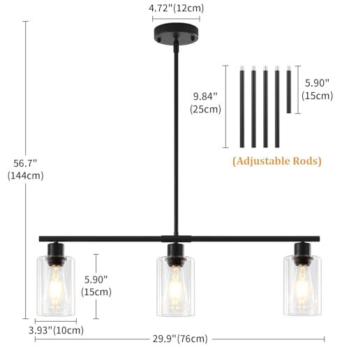 29.9'' Modern Island Lights for Kitchen Black Dining Room Light Fixtures