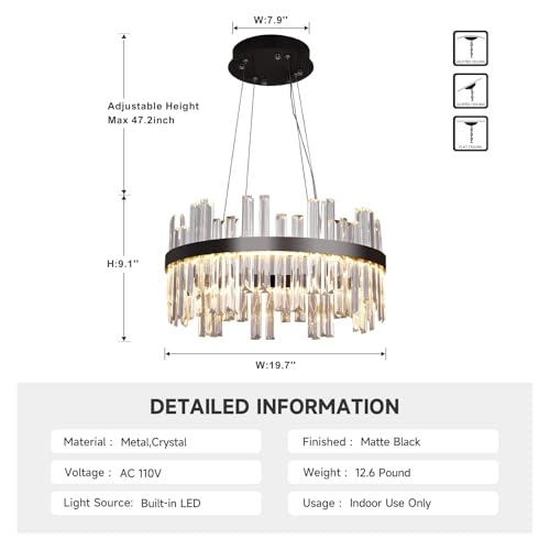 Black Led Modern Crystal Chandelier