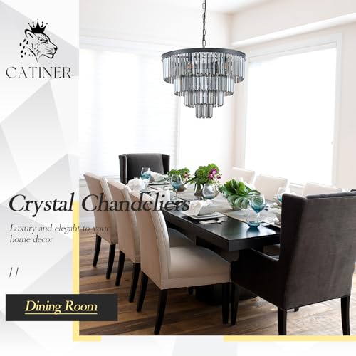 24" Smoke Gray Crystal Chandeliers