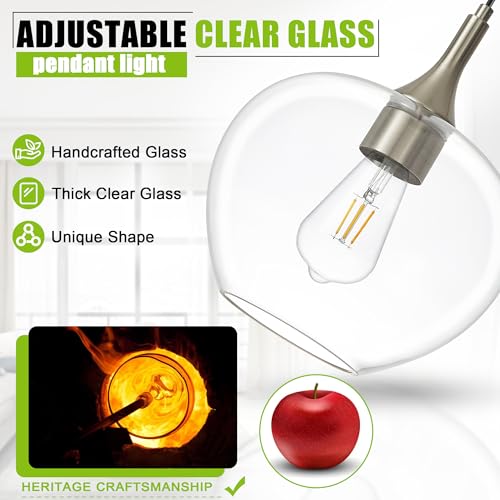 9.45in Nickel Pendant Lights Kitchen Island with Clear Glass Shade 1Pack