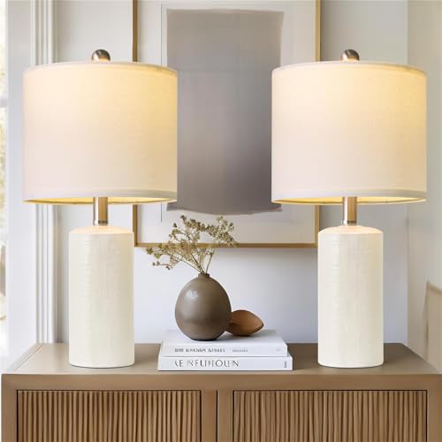 Small Table Lamps Set of 2 for Living Room 20.25" White Lamps Bedside Lamps (2 Count)