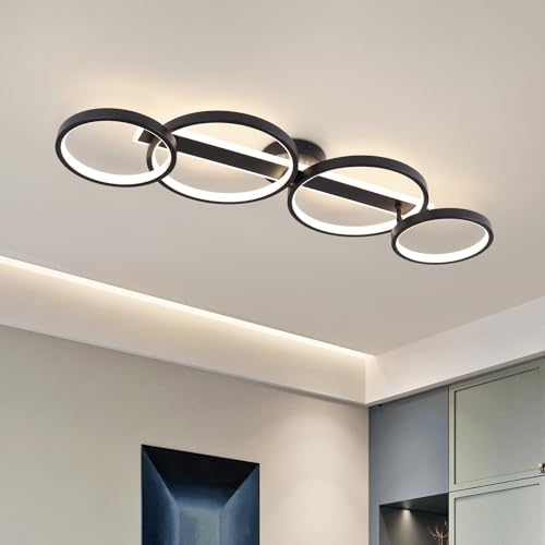 Modern LED Ceiling Light 60W Black Hallway Light Fixtures 4000K Aluminum Long Flush Mount LED Ceiling Lamp for Hallway