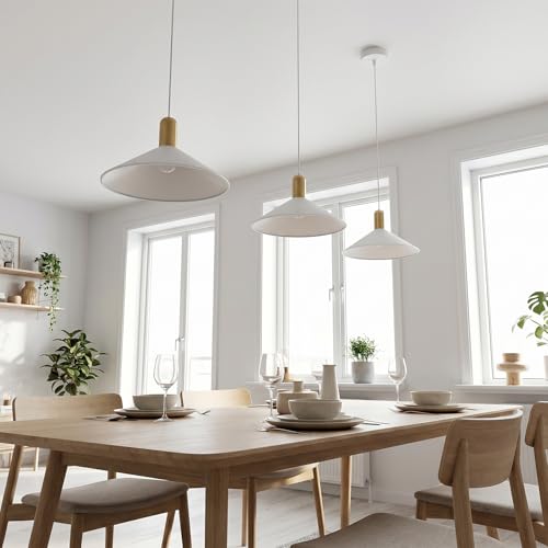 Lighting Vintage Modern 13.8” Large White Dome Pendant Light Fixtures
