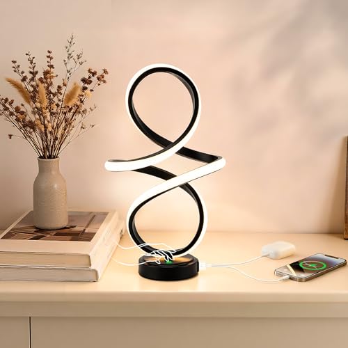 Modern Small Table Lamp with LED Spiral Design