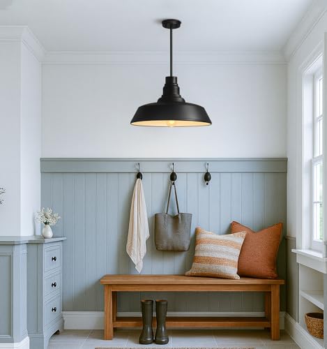 18" Large Black Farmhouse Pendant Light