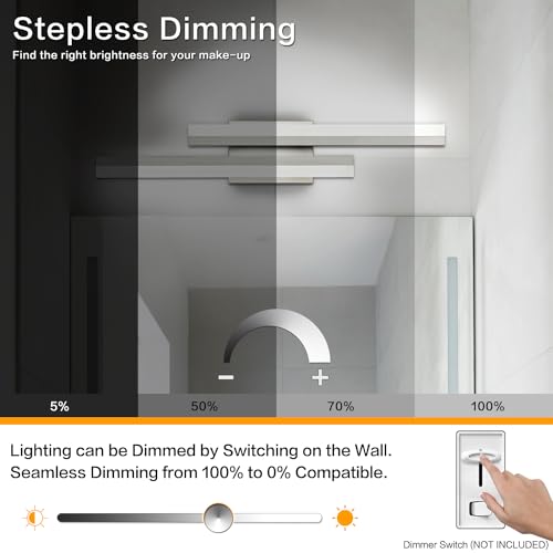 24 Inch LED Vanity Light Brushed Nickel Bathroom Light Fixtures Over Mirror Modern Bath Lighting Bar 5CCT
