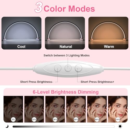 20" Half Moon Light for Nail Desk No Flicker&Shadow