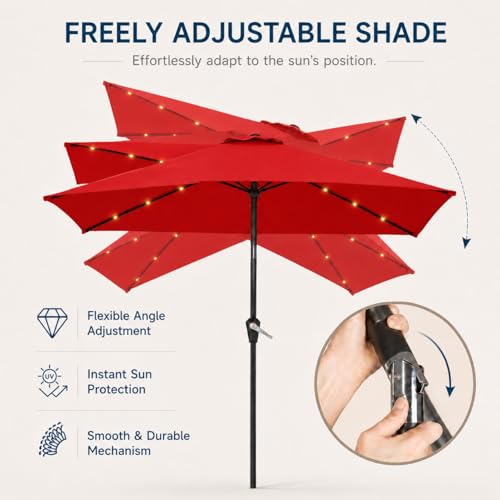 6.5 x 10ft Rectangular Patio Umbrella with Solar Lights