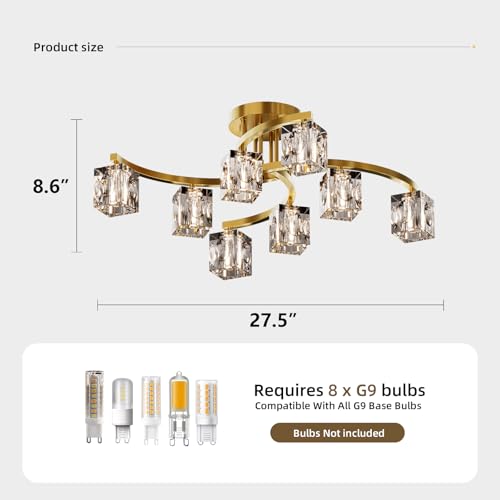 Semi Flush Mount Ceiling Light Fixture with 8