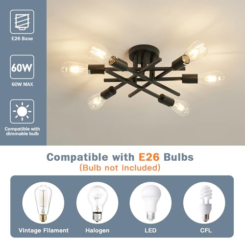 6 Lights Semi Flush Mount Ceiling Light Fixture 2 (2 Count)