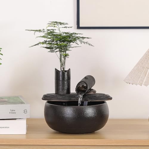 Ceramic Tabletop Fountain Water Feature Fall Indoor and Outdoor Decoration