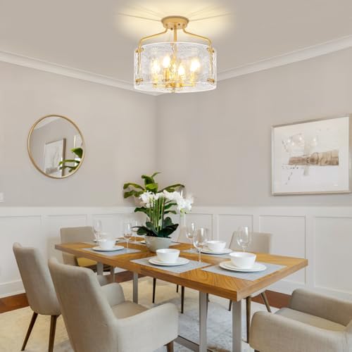 Gold Semi Flush Mount Ceiling Lights Modern Entryway Hallway Light Fixture