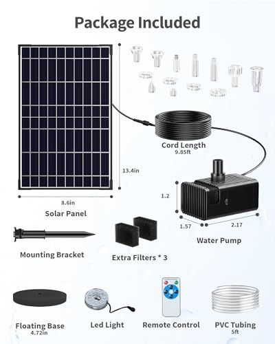 12W Solar Fountain Pump with 4200mAh Battery Backup