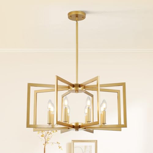8 Light Modern Farmhouse Gold Geometric Chandelier