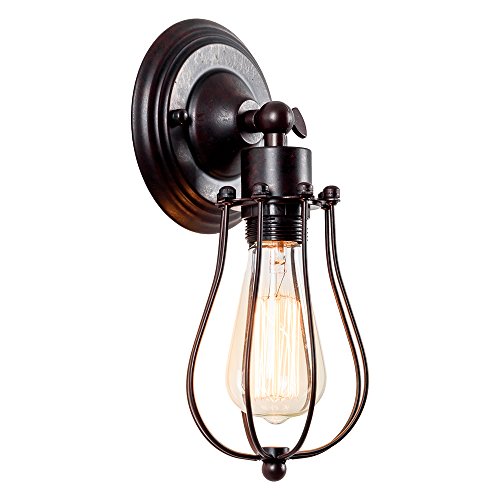 Industrial Wall Sconce Vintage Lighting Adjustable Lamp Rustic Wire Metal Cage Wall Light Shade Edison Style Antique Fixture Porch Mirror