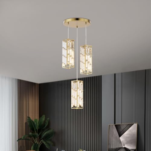 Modern 3 Light Crystal Pendant Light Fixture Kitchen Island