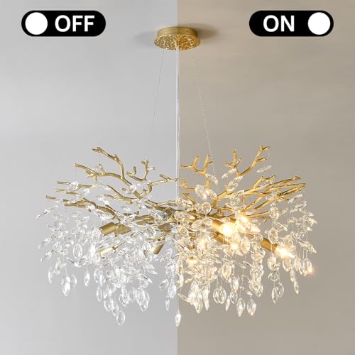 Gold Tree Branch Chandelier 32" 10