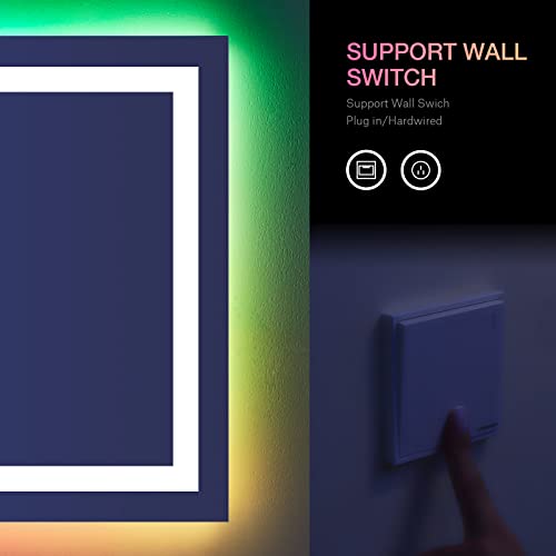 84X32 Inch RGB LED Bathroom Mirror with Lights