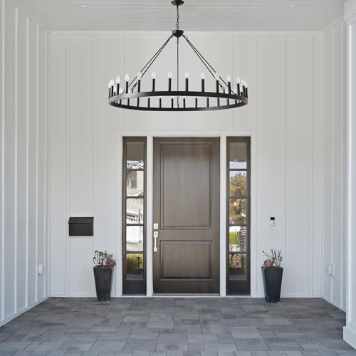 53 Inch Black Extra Large Wagon Wheel Chandelier