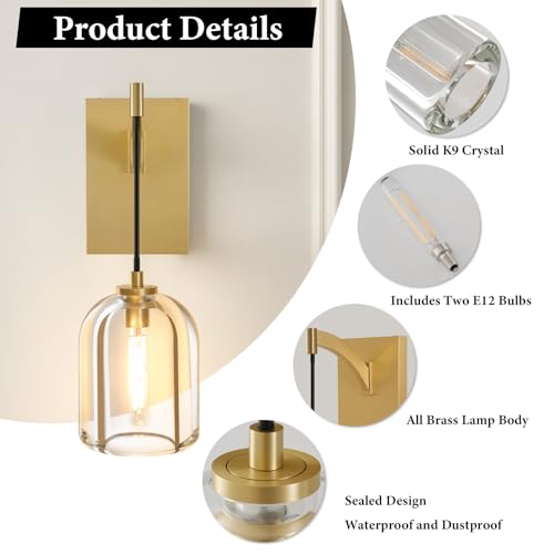 Crystal Brass Hemisphere Wall Sconce (2 Count)