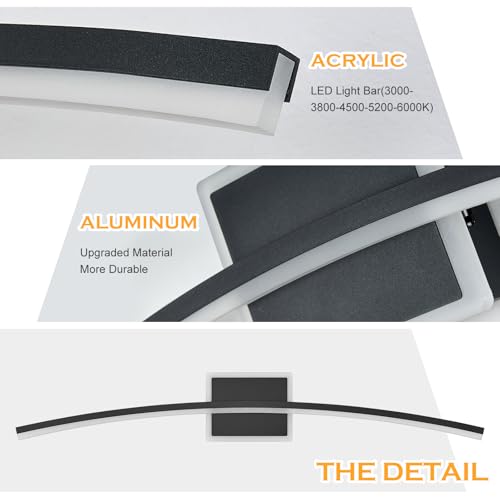 Modern LED Wall Sconce Black LED Bathroom Light Fixtures Over Mirror Wall Lighting for Bathroom
