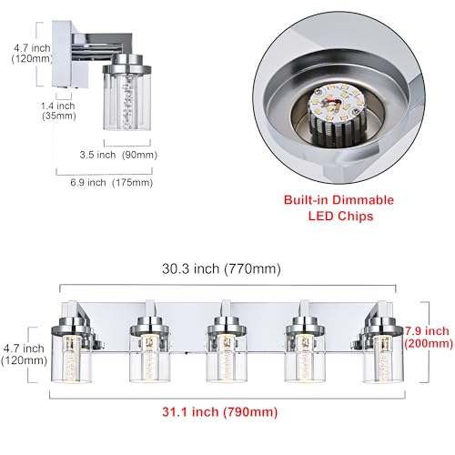 31 Inch LED Vanity Light Bar Chrome 5