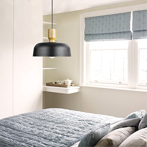 Industrial Pendant Light Fixtures Ceiling Hanging with Hammered Metal Shade