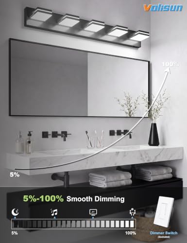 5 Light Bathroom Vanity Light (Black-5CCT / 34.3-Inch)