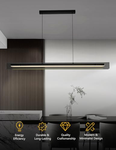 Glass Modern Black Linear Pendant Light