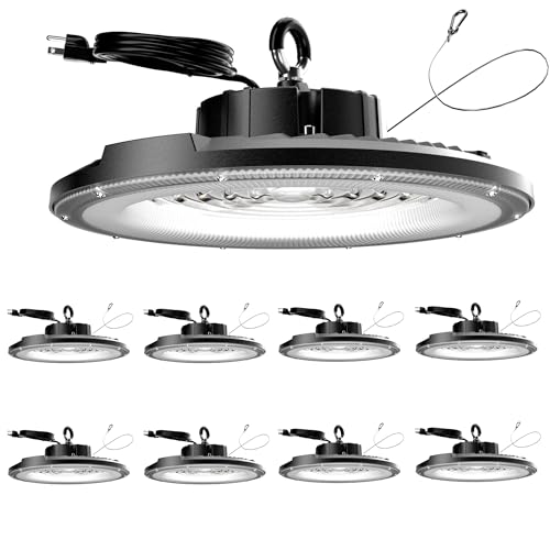 UFO LED High Bay Light 200W 8 Pack 5000K 30000LM High Bay LED Shop Light with Plug Alternative to 800W MH