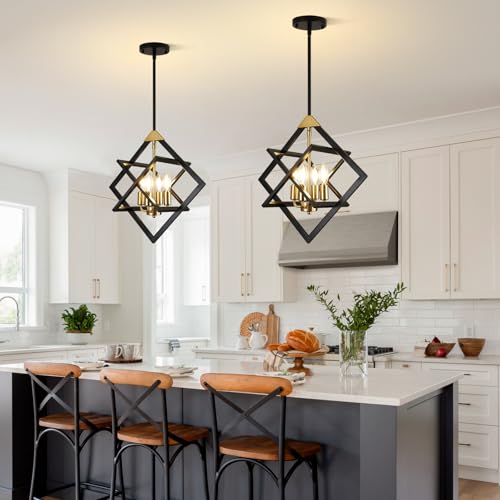 18" Modern Black and Gold Chandelier
