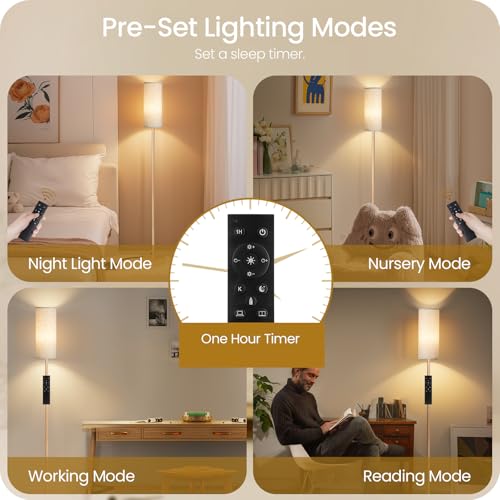 2 Pack Wooden Textured Pole Lamps (2 Count)