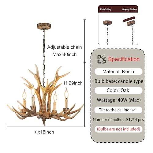 Antler Chandelier 4 Lights (4 Count)