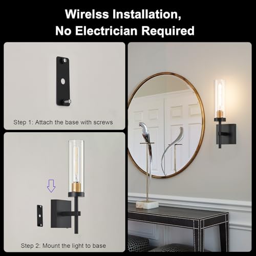 Wireless Wall Sconces with Remote Control (2 Count)