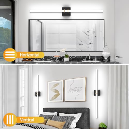 Modern Black and Brass Vanity Light Bar 40 Inch